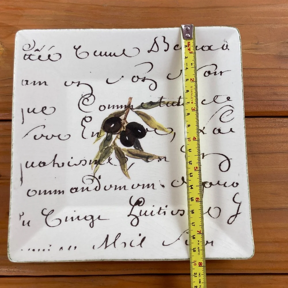 Williams Sonoma Square Olive Print Plate Made in Portugal